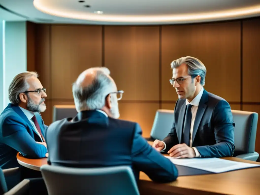 Un animado debate entre prominentes economistas austríacos en una elegante sala de juntas