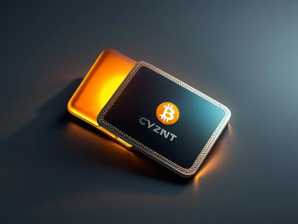 Billetera digital iluminada: sofisticación y modernidad Una cartera digital moderna iluminando la mesa blanca con símbolos de criptomonedas - valor del dinero en el siglo XXI