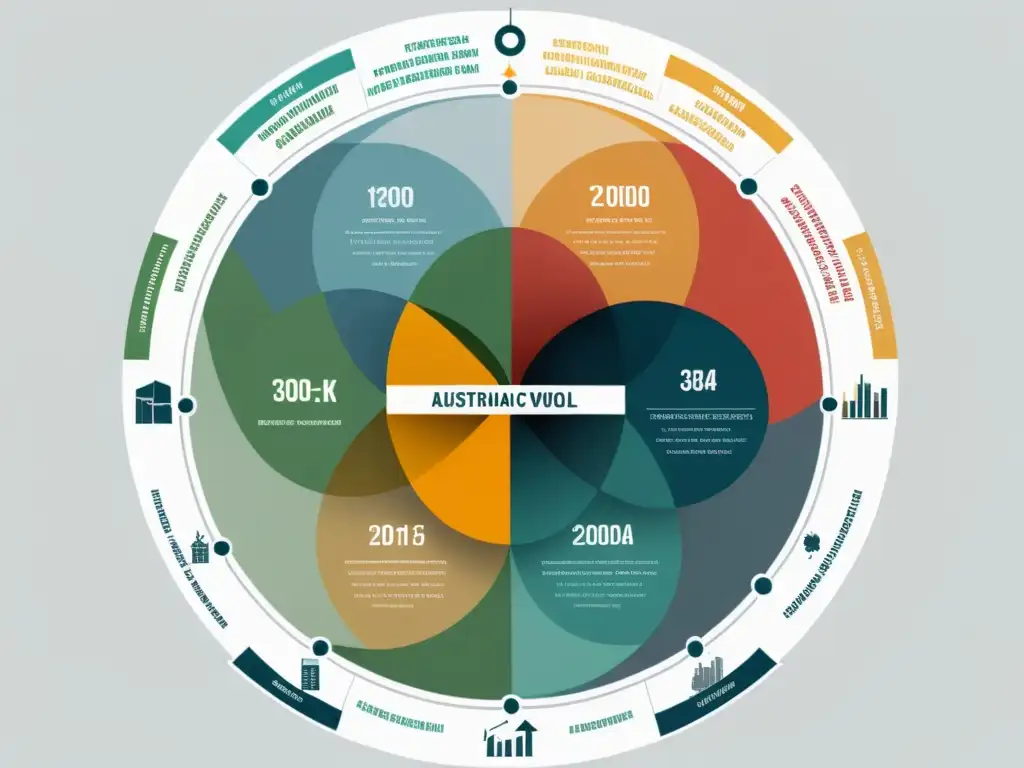 Compleja representación gráfica de la aplicación teoría ciclo económico austriaco en un elegante y detallado diagrama de flujo circular en 8k