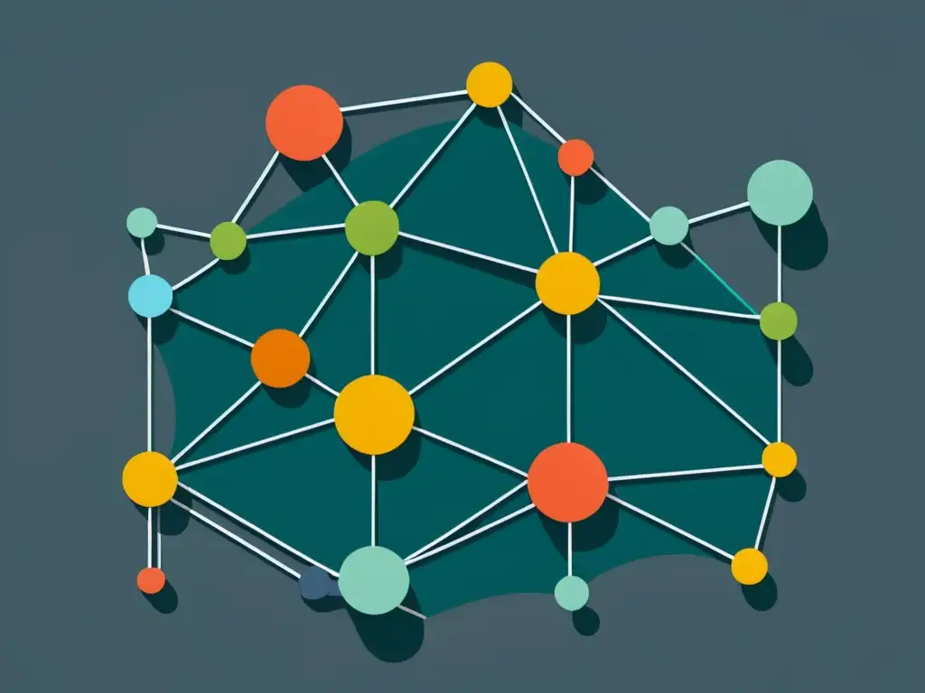 Compleja red de nodos interconectados en una imagen minimalista, representando la paradoja de la planificación central en la economía