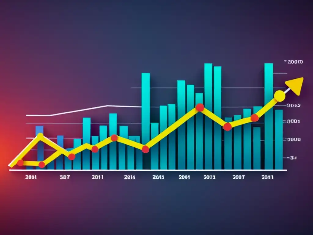 Complejo modelo económico con herramientas austriacas para predecir ciclos económicos: gráfico detallado en vibrantes colores