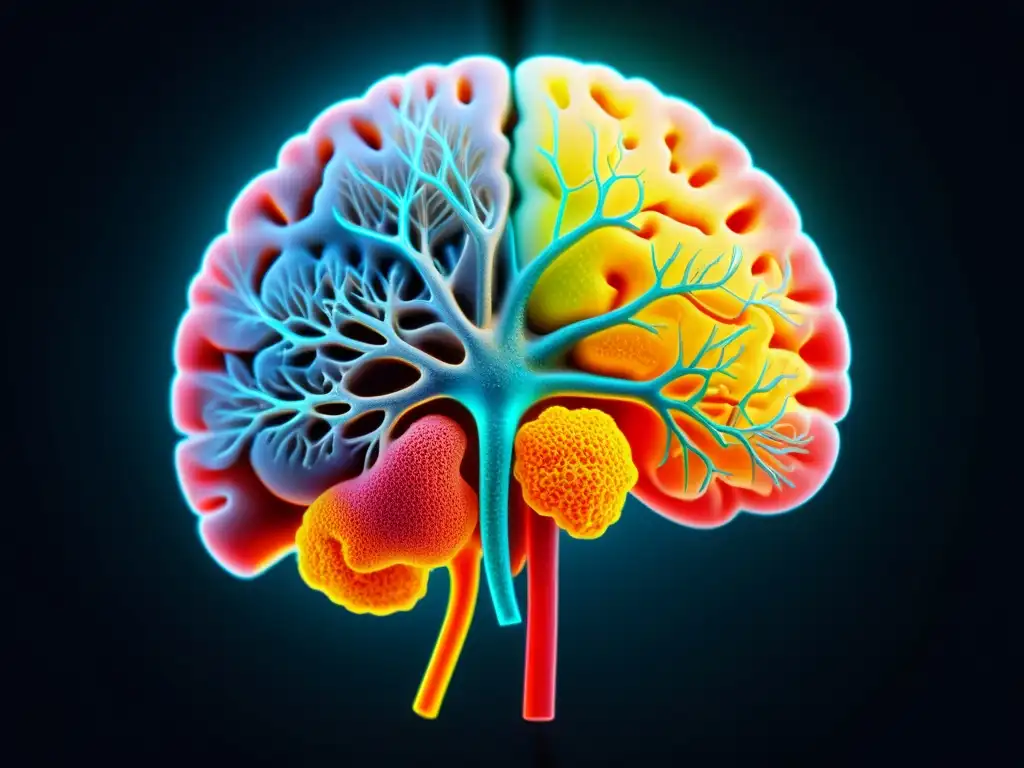 Neurona humana: detalle asombroso Detallada imagen de una única célula cerebral humana, con conexiones neuronales intrincadas y colores vibrantes, destacando la importancia del individualismo metodológico en procesos cognitivos