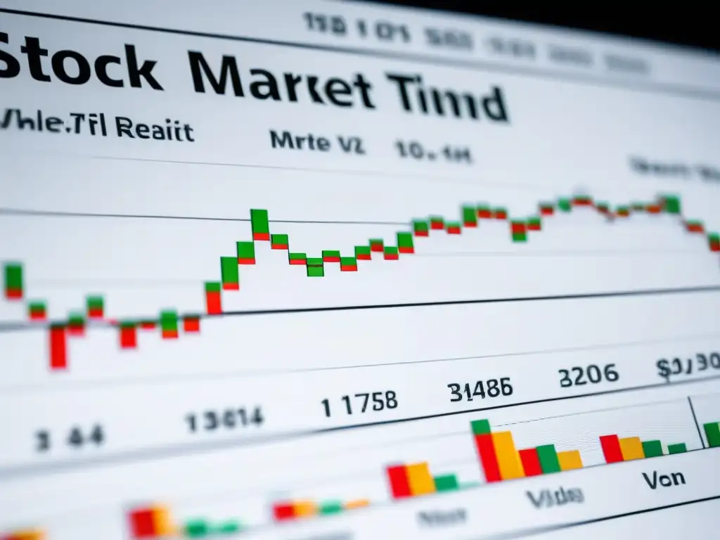 Detallado gráfico bursátil en blanco, mostrando cada fluctuación