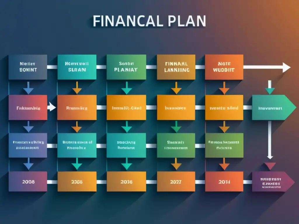 Un detallado plan financiero ilustrado con líneas y nodos, transmitiendo precisión y estrategia