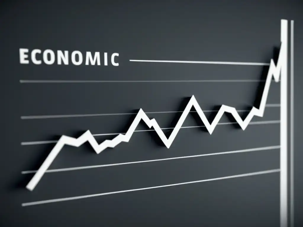 Detalle en 8k de un gráfico económico minimalista en blanco y negro, con herramientas austriacas para predecir ciclos económicos