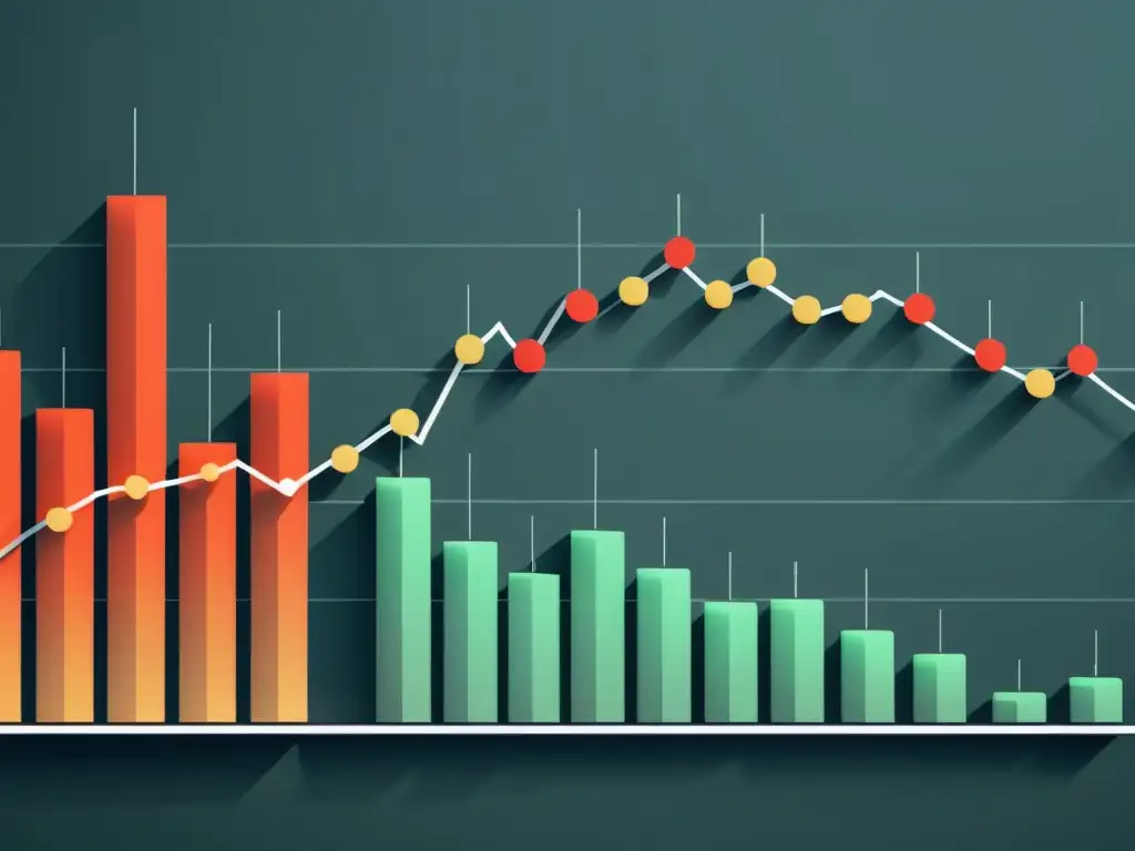 Detalle ultraminimalista de gráfico de velas con integración de conceptos austriacos en análisis técnico, exudando precisión y modernidad