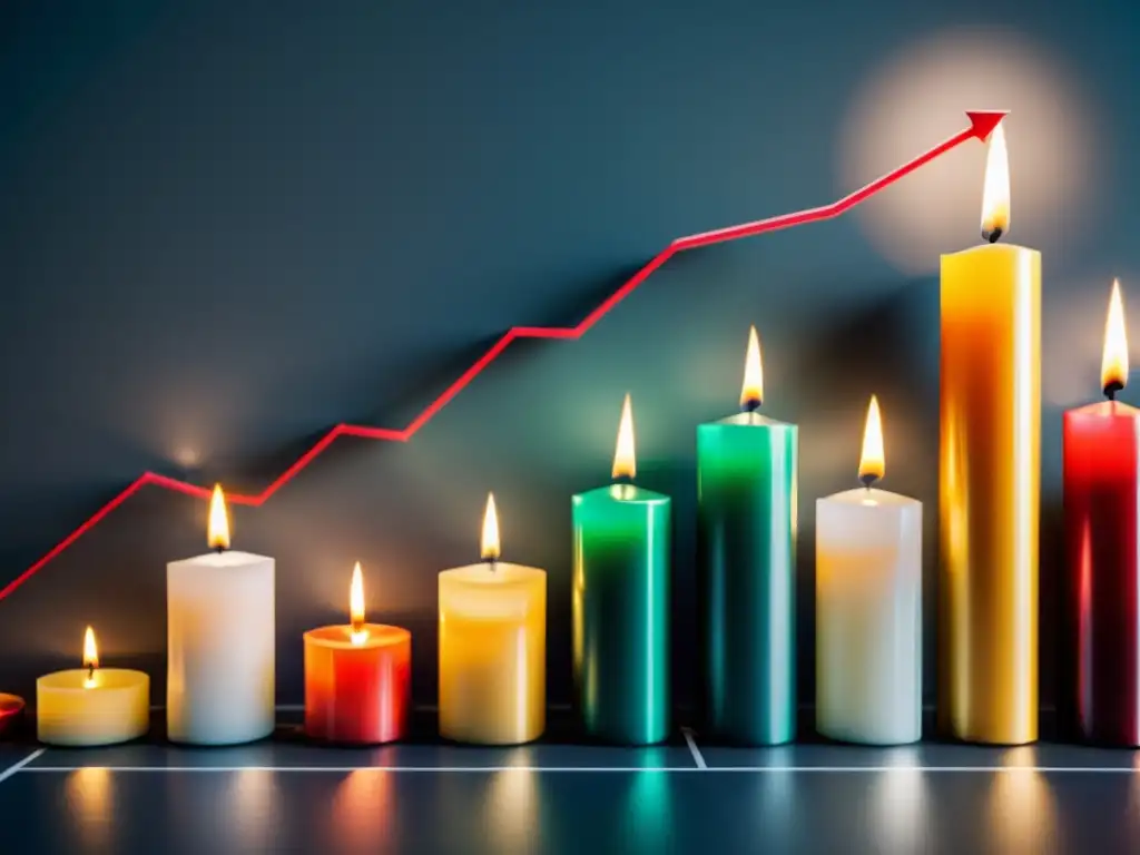 Detalle de un gráfico de velas mostrando movimientos de precios, reflejo del análisis técnico y fundamental en la Escuela Austriaca