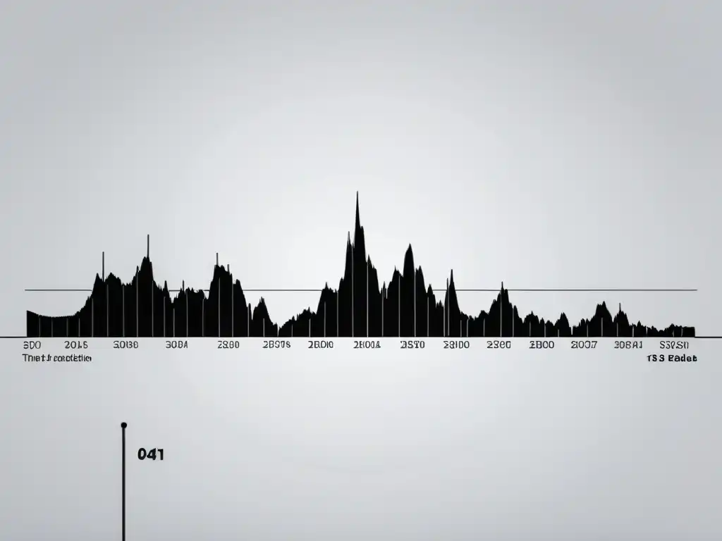 Detalle preciso de gráfico de líneas en blanco y negro que muestra la Teoría Austriaca Ciclos Económicos en 8k