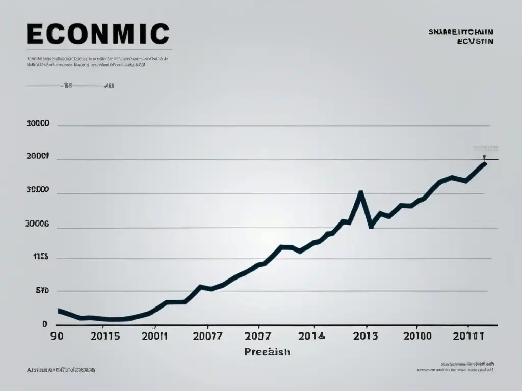 Detalle preciso de gráfico minimalista de evolución económica, reflejando el análisis austriaco