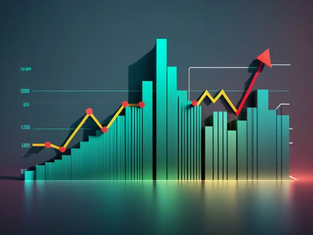 Detalle ultra definido de gráfico bursátil en 8K, con líneas nítidas y colores elegantes, reflejando la complejidad del mercado