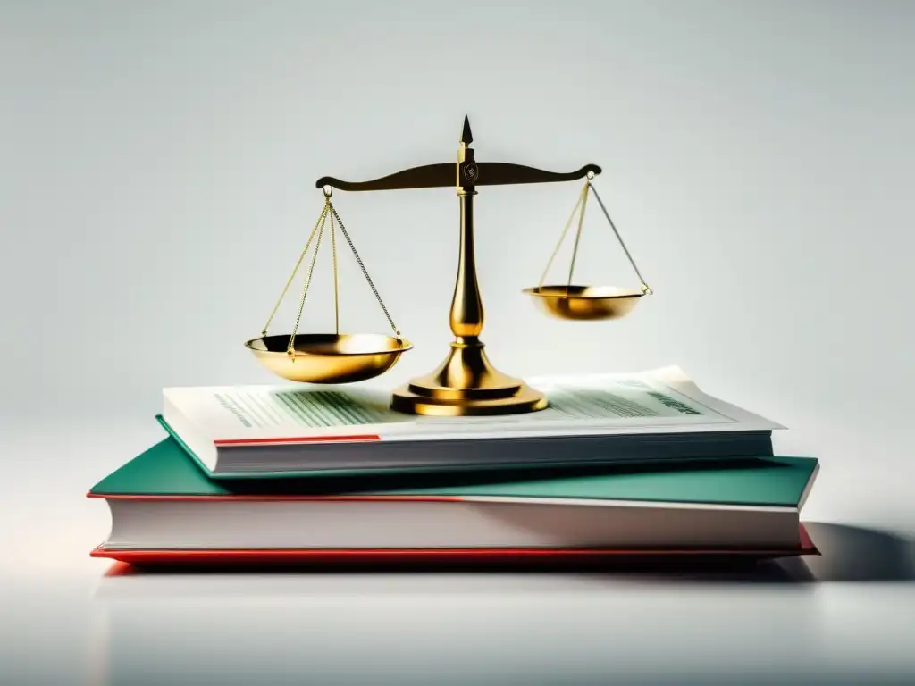 Equilibrio financiero: documentos vs teoría austriaca Una ilustración digital minimalista muestra una balanza con documentos financieros y libros de teoría económica austriaca