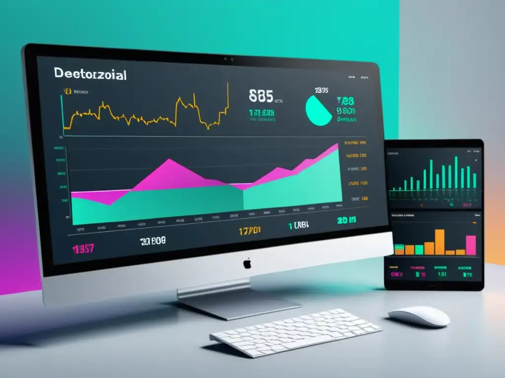 Una ilustración digital minimalista de una plataforma de trading descentralizada, con líneas limpias y una interfaz moderna