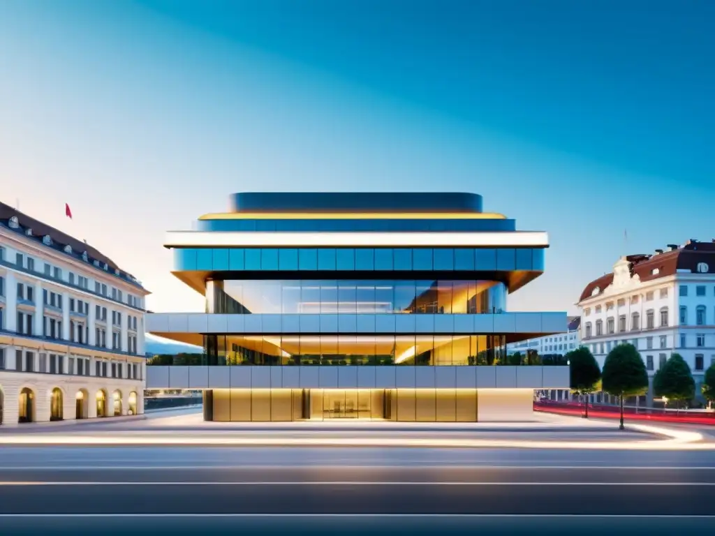 Edificio bancario futurista en Austria con inteligencia artificial en finanzas austriacas