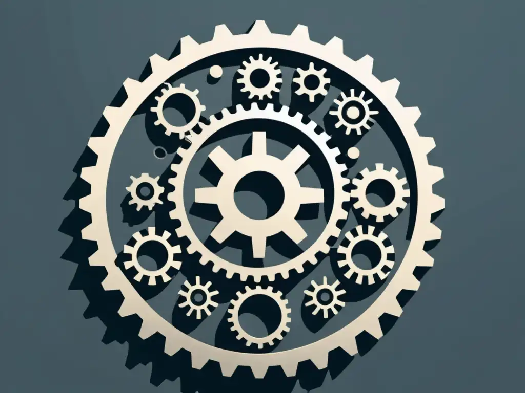 Ciclo económico: Gears interconectados Interconexión de engranajes en ilustración minimalista, simbolizando el impacto del ciclo económico en los mercados financieros
