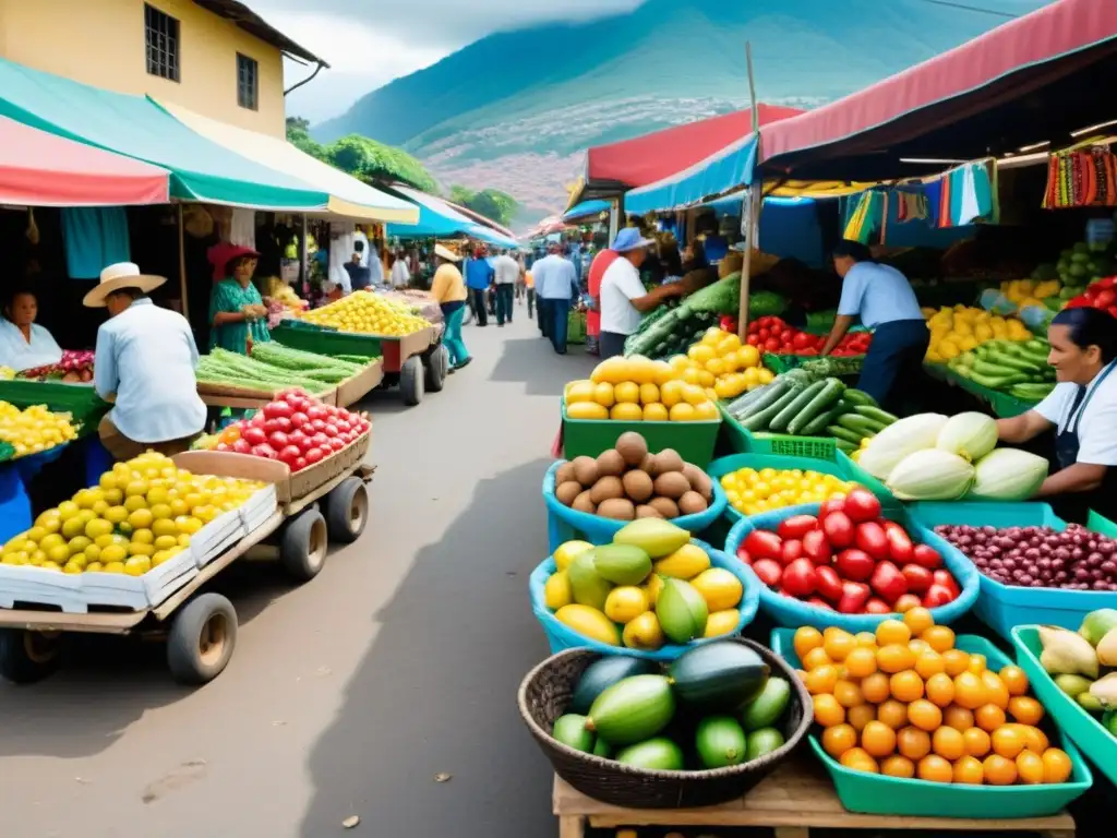 Escena vibrante de mercado colombiano muestra la energía y diversidad de la Escuela Austriaca Economía Colombia