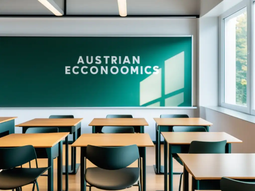 Espacio minimalista de aprendizaje con plataformas educativas economía austriaca