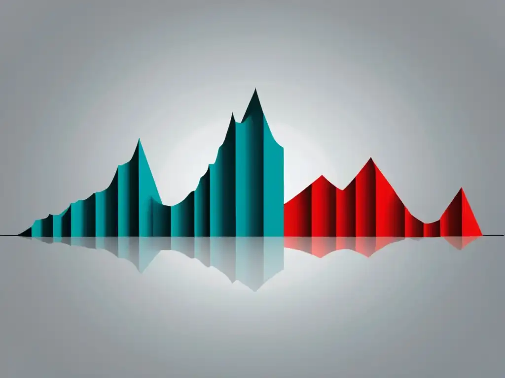 Gráfica de la teoría austriaca de ciclos económicos con la bandera austriaca de fondo