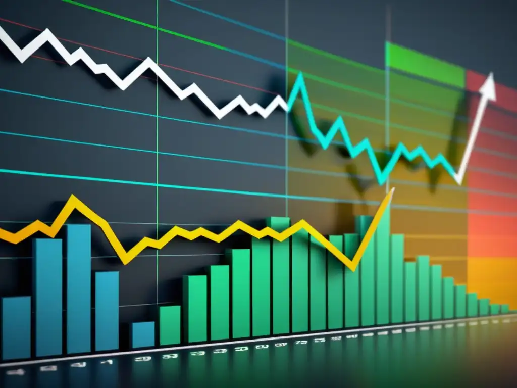 Gráfica del mercado de valores en 8k, minimalista y detallada, que representa las fluctuaciones del ciclo económico