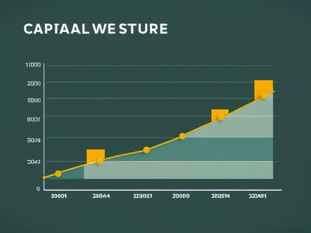 Gráfica minimalista de la estructura del capital según la teoría económica de BöhmBawerk, con líneas y etiquetas precisas en tonos profesionales