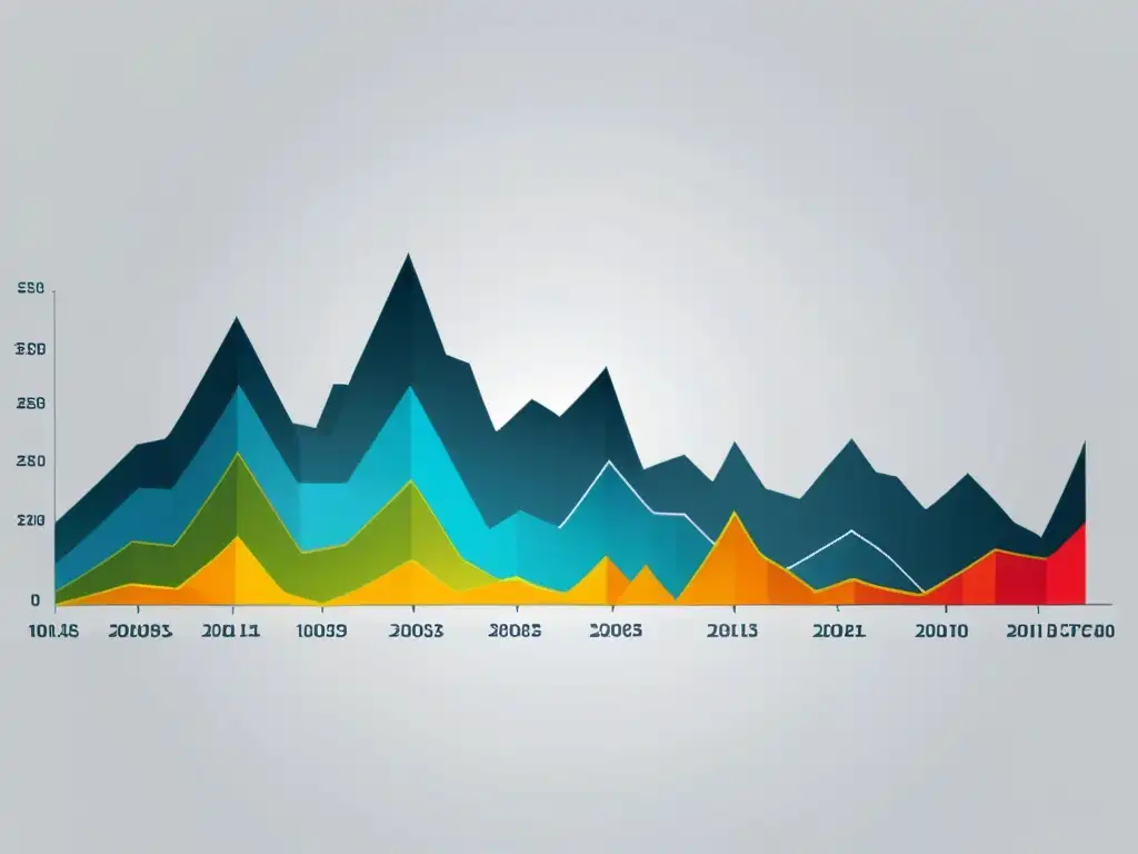 Gráfico en alta resolución del mercado de valores, con líneas nítidas y colores vibrantes que representan los ciclos del mercado