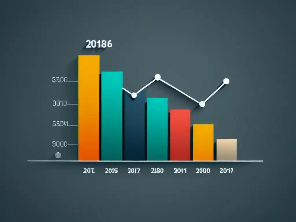 Gráfico financiero minimalista en 8k con herramientas análisis ciclos económicos, diseño moderno y colores vibrantes
