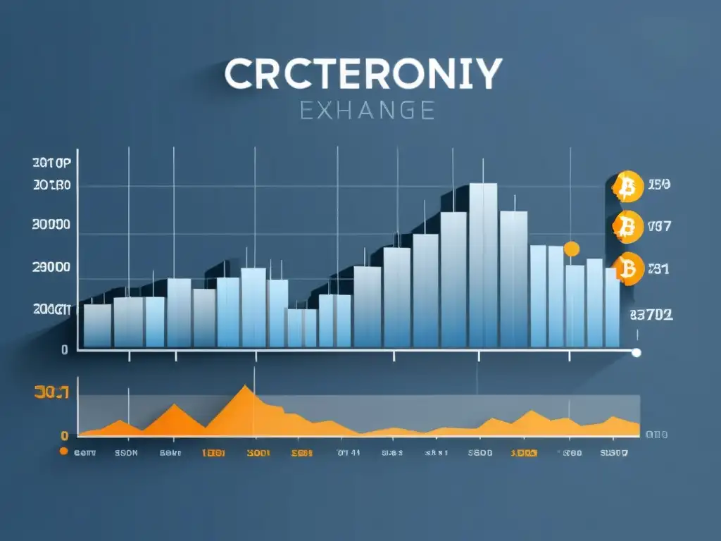 Gráfico de intercambio de criptomonedas con estilo minimalista, mostrando la volatilidad