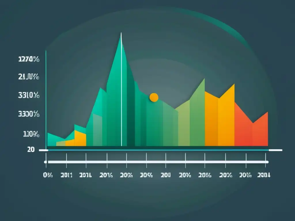 Gráfico del mercado de valores con formas geométricas transparentes, simbolizando los Principios Austriacos para Invertir con una tendencia al alza