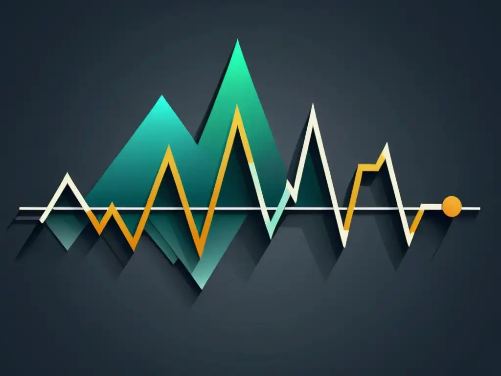 Un gráfico del mercado de valores con patrones geométricos, sobre fondo oscuro
