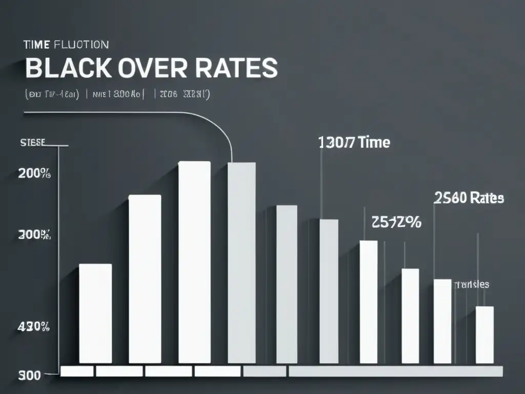 Gráfico minimalista en blanco y negro que muestra la fluctuación de tasas de interés a lo largo del tiempo