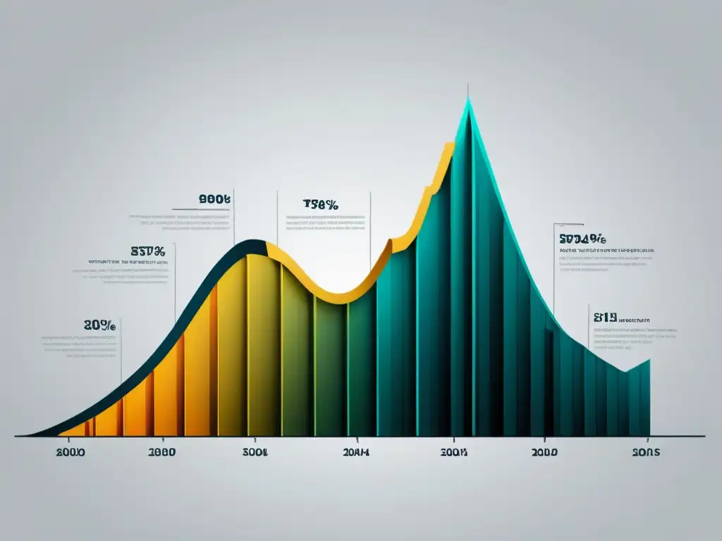 Gráfico minimalista de ciclo económico austriaco en contraste de colores y líneas nítidas sobre fondo blanco