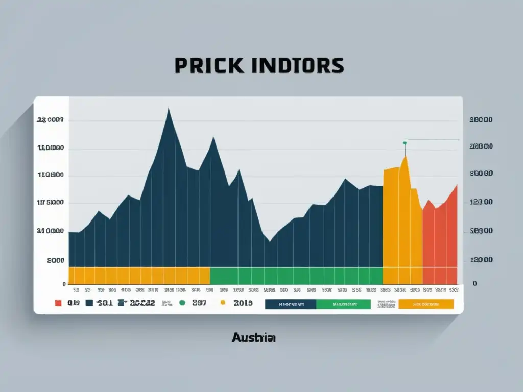 Gráfico de precios con interpretación austriaca de señales del mercado, limpio y moderno