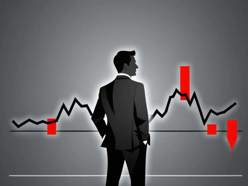 Gráfico de velas ilustrado en gris con movimientos volátiles, simbolizando estrategias austriacas hiperinflación trading