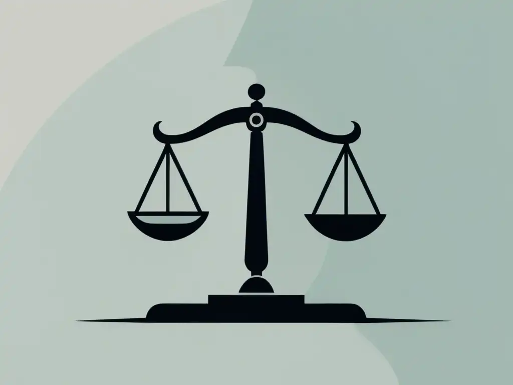 Una ilustración minimalista de una balanza, simbolizando el equilibrio entre libertad y igualdad en la Escuela Austriaca, evocando sofisticación intelectual y debate sobre justicia social
