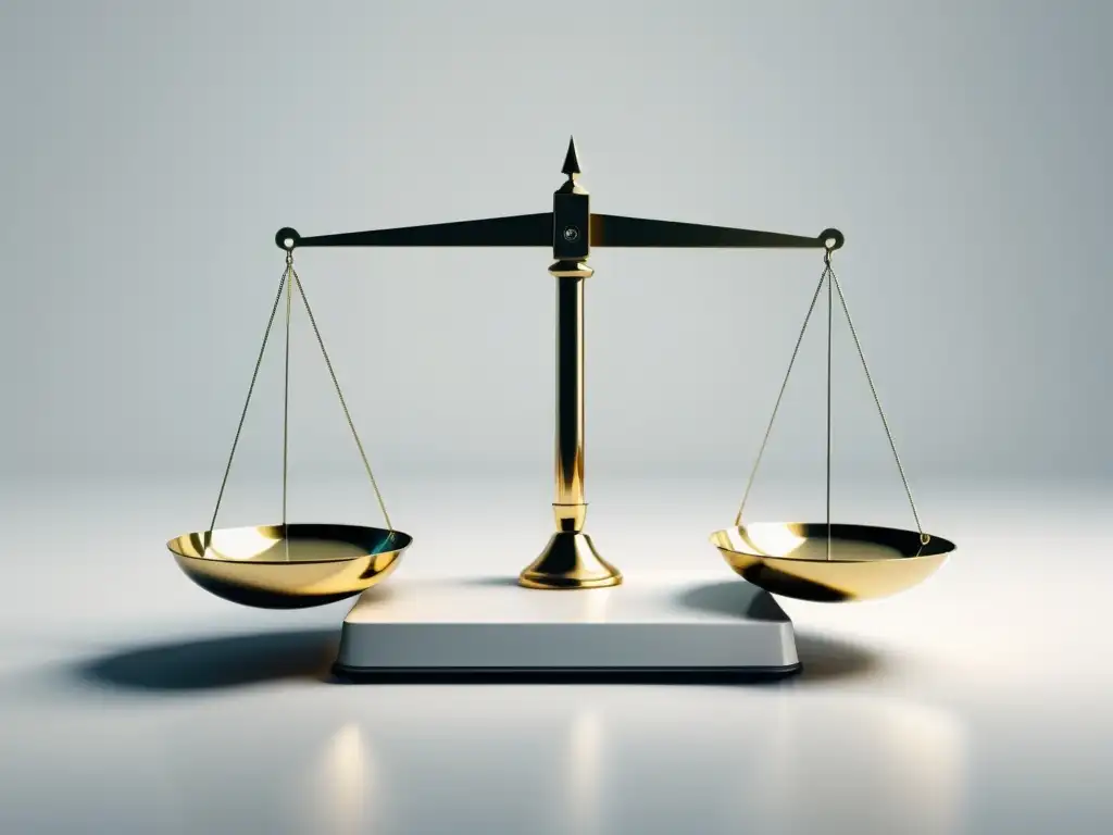 Equilibrio regulatorio en la era de la información Una ilustración minimalista de una balanza, con un lado inclinado y rebosante de datos y el otro lado vacío, representando el equilibrio entre regulación y mercado libre en la era de la información
