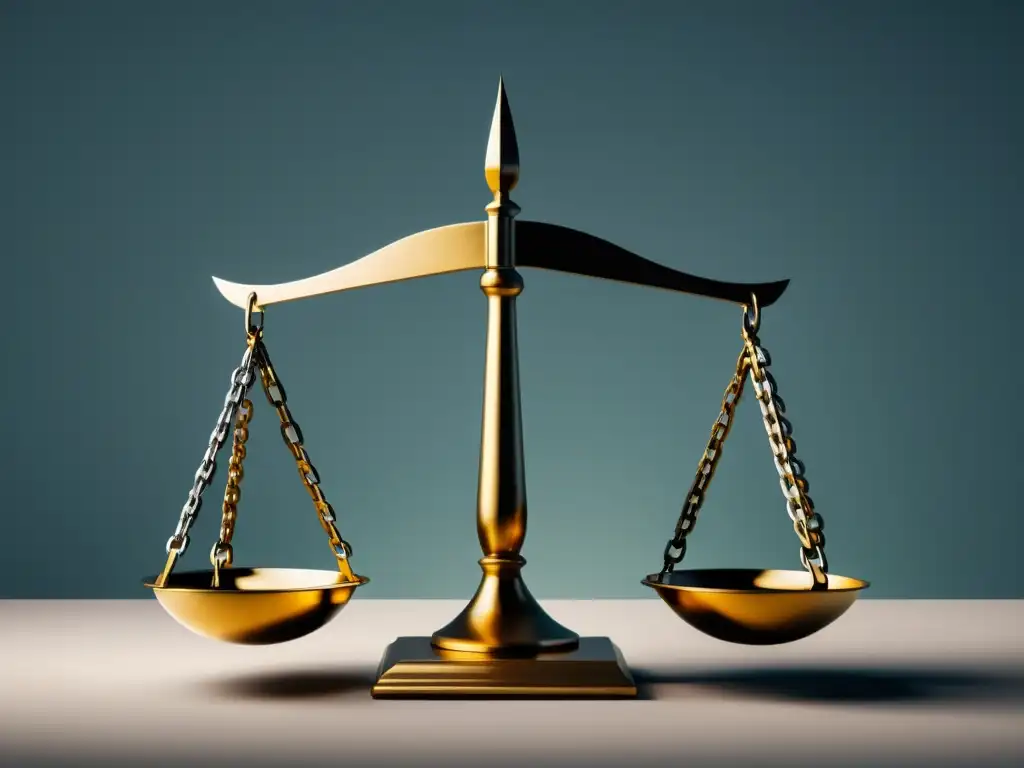 Libertad vs Una ilustración minimalista de una balanza, un lado pesado por cadenas y el otro levantado por plumas, simbolizando la libertad y la Aplicación de la Escuela Austriaca en economía