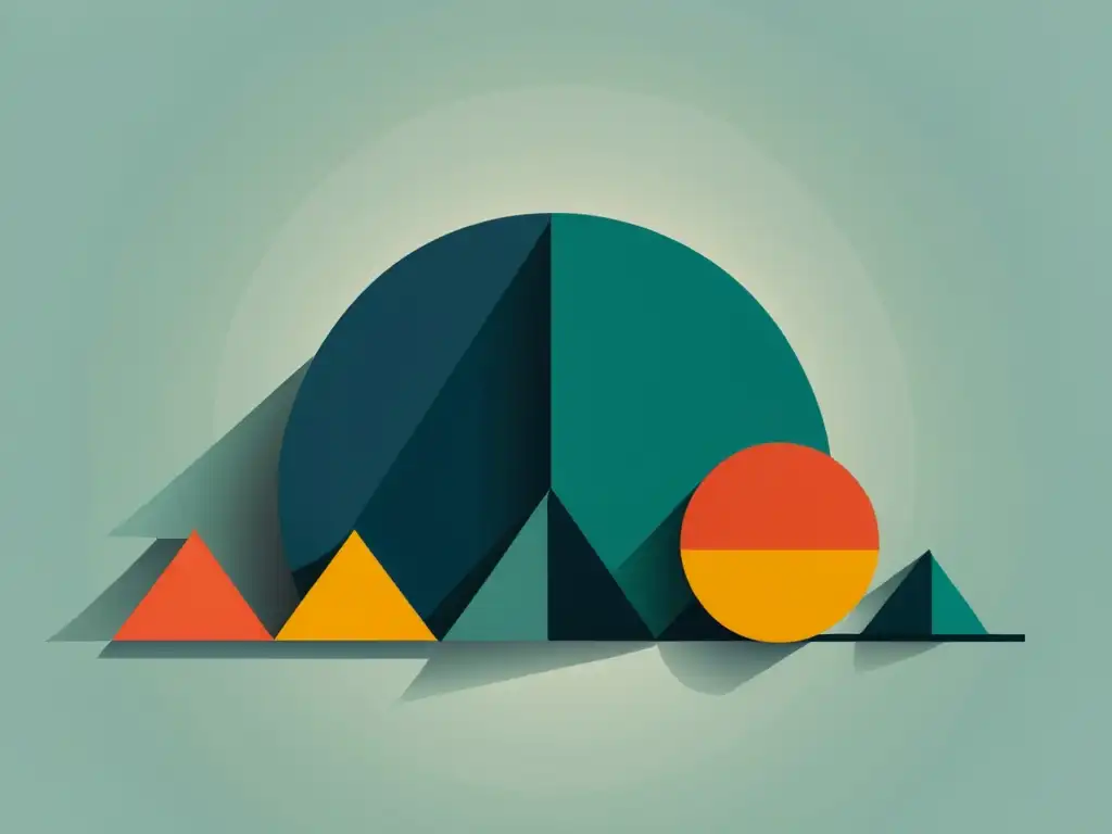 Portafolio financiero diversificado: ilustración minimalista Una ilustración minimalista de una cartera financiera diversificada, con activos representados por formas geométricas y símbolos