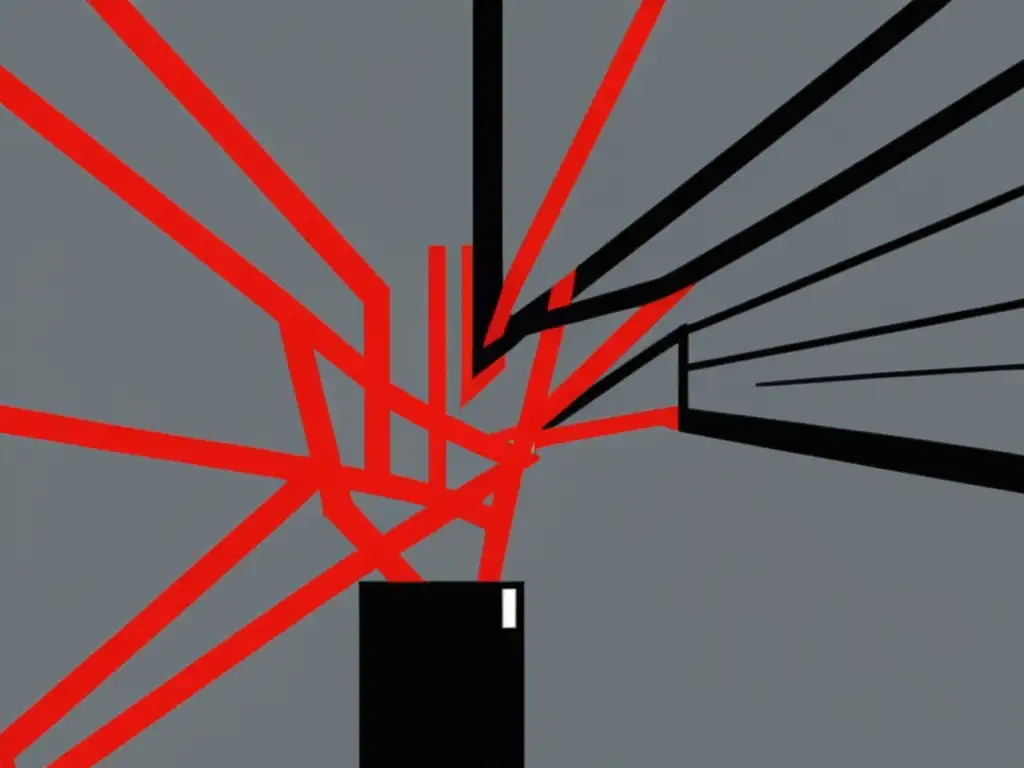 Red Tape: Intrincada intervención gubernamental Una ilustración minimalista de una maraña de trámites burocráticos representando el intervencionismo económico, con manos sombrías
