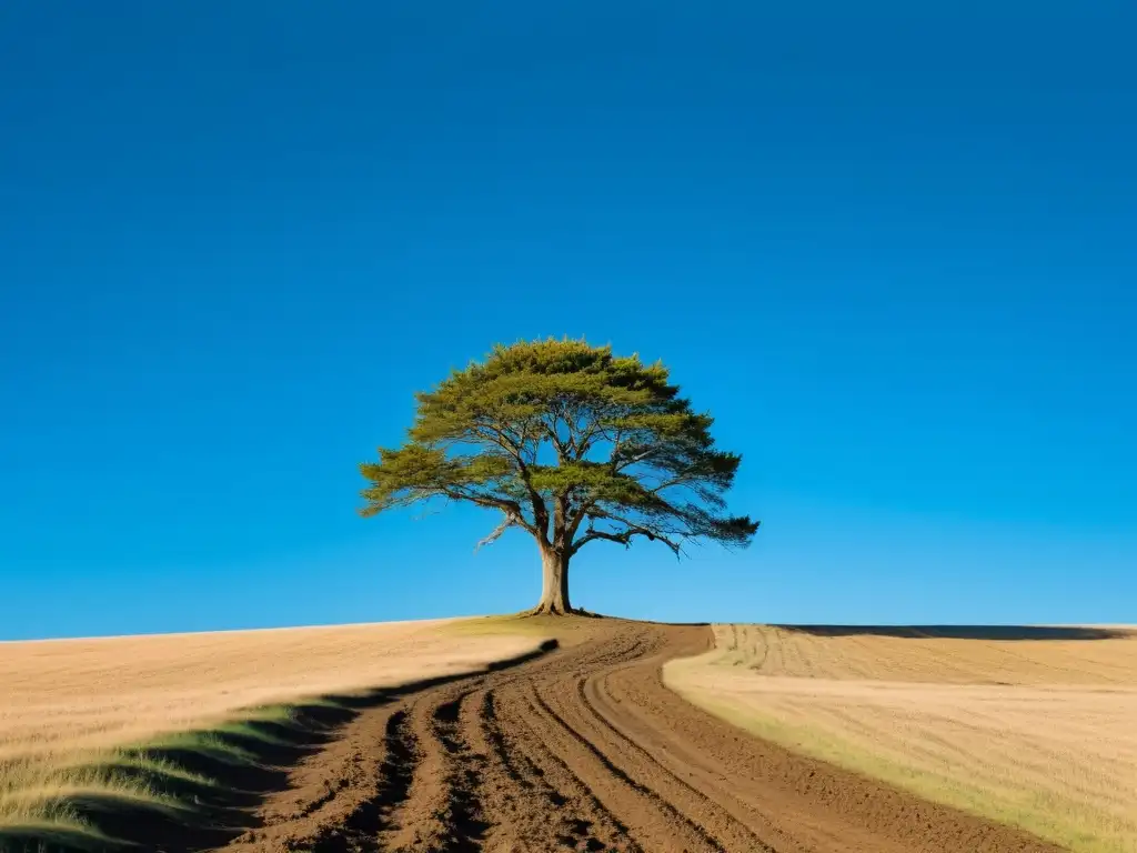 Imagen de un árbol solitario en un vasto campo, simbolizando adaptabilidad y supervivencia