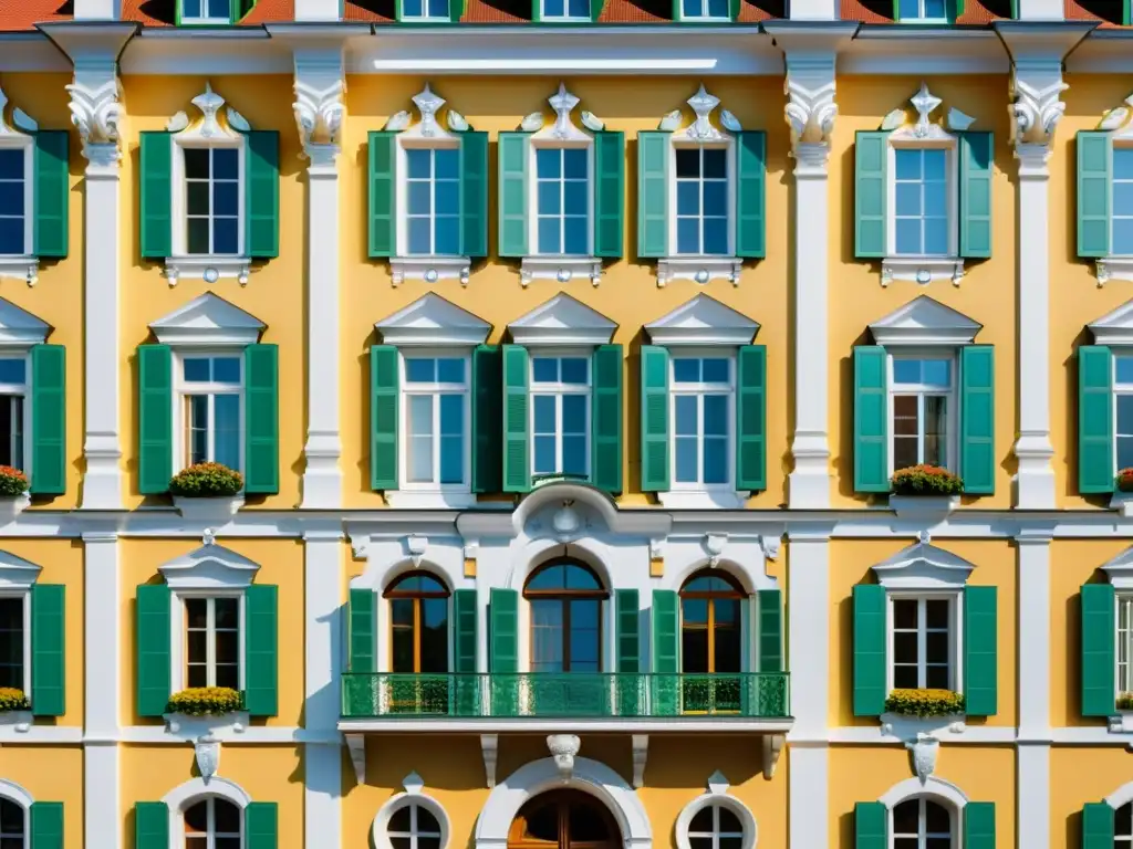 La imagen muestra un elegante edificio histórico austriaco, resaltando la simetría y detalles ornamentales