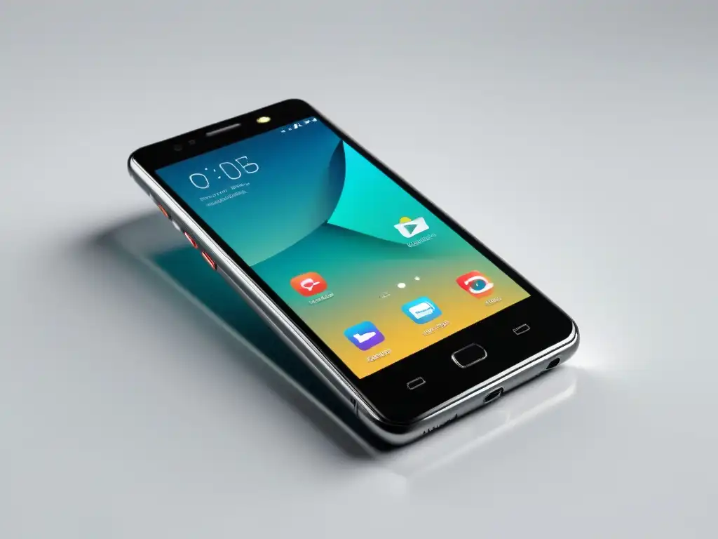 Teléfono inteligente innovador: diseño minimalista y sofisticado Imagen de un elegante smartphone moderno con innovadoras características tecnológicas, en un fondo blanco