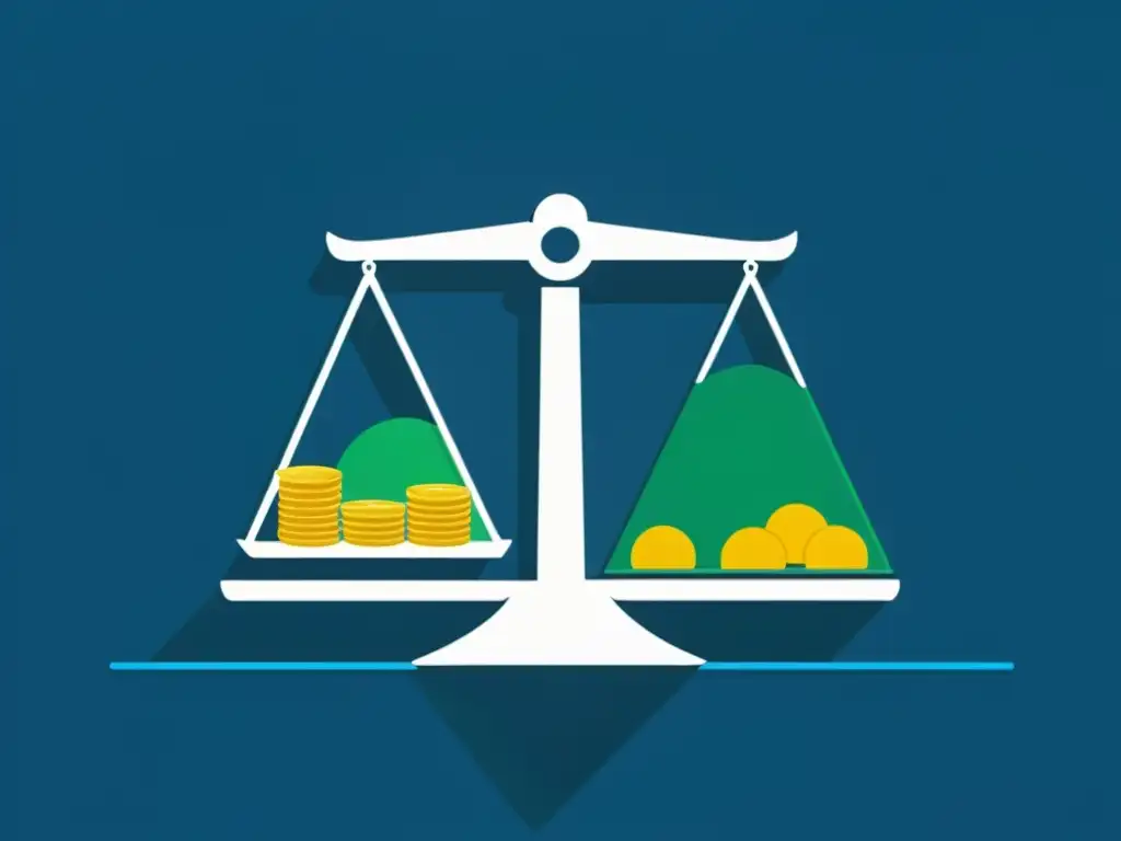 Una imagen minimalista de una balanza con monedas y gráficos económicos, simbolizando la crítica de la Escuela Austriaca a los Bancos Centrales