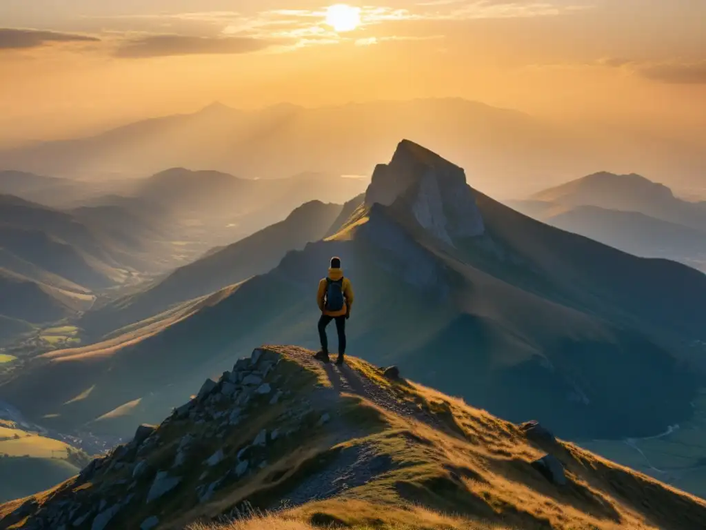 Un individuo confiado en la cima de una montaña, reflejando la relevancia del individualismo económico hoy