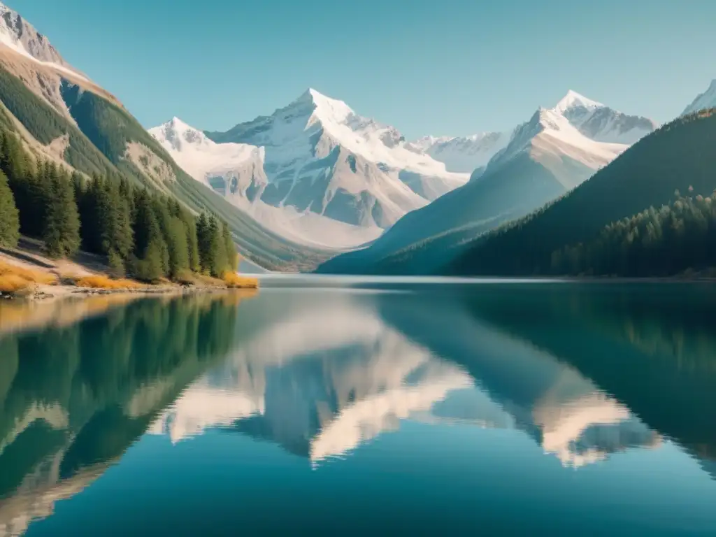 Influencia política en inversiones: Un lago tranquilo rodeado de montañas nevadas