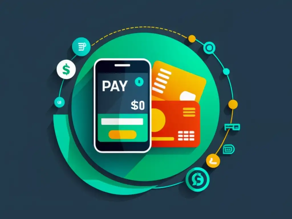 Integración perfecta de íconos de pago digital y gráficos financieros, redefiniendo liquidez con detalles elegantes y paleta de colores moderna