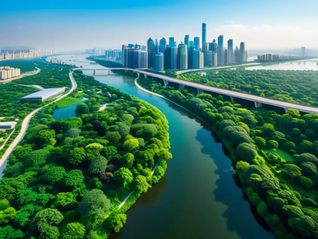 Interés Natural vs Interés Artificial: paisaje natural exuberante y ciudad bulliciosa se entrelazan en armonía y contraste