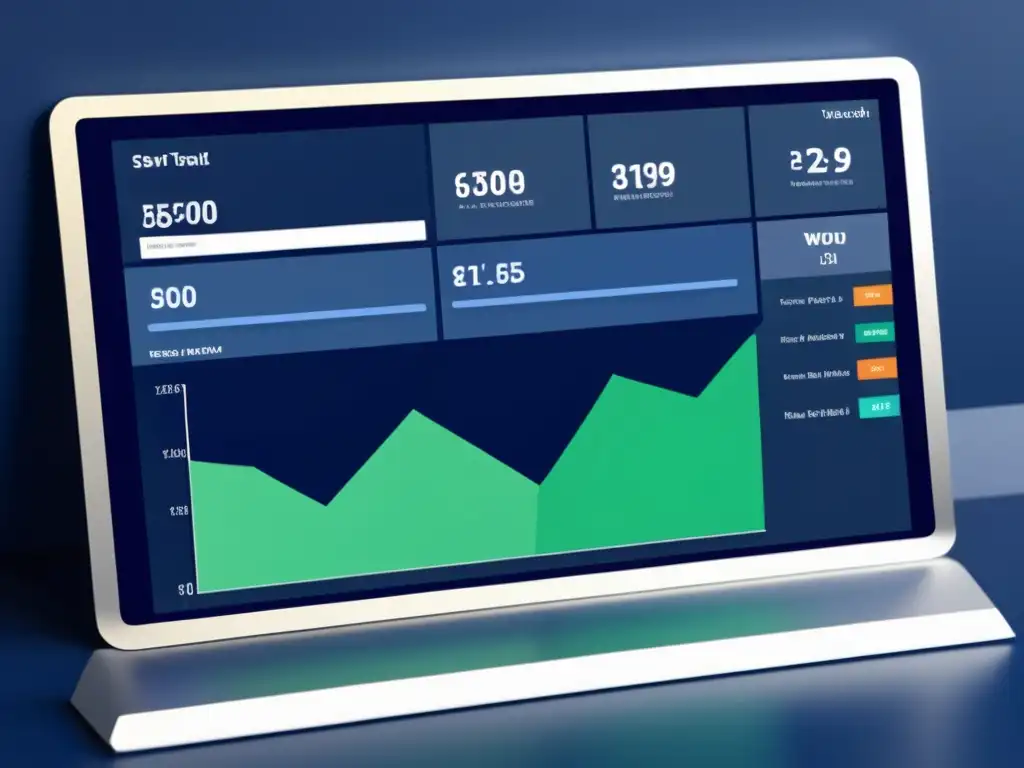 Interfaz elegante de software de gestión financiera con gráficos intuitivos y menú fácil de usar
