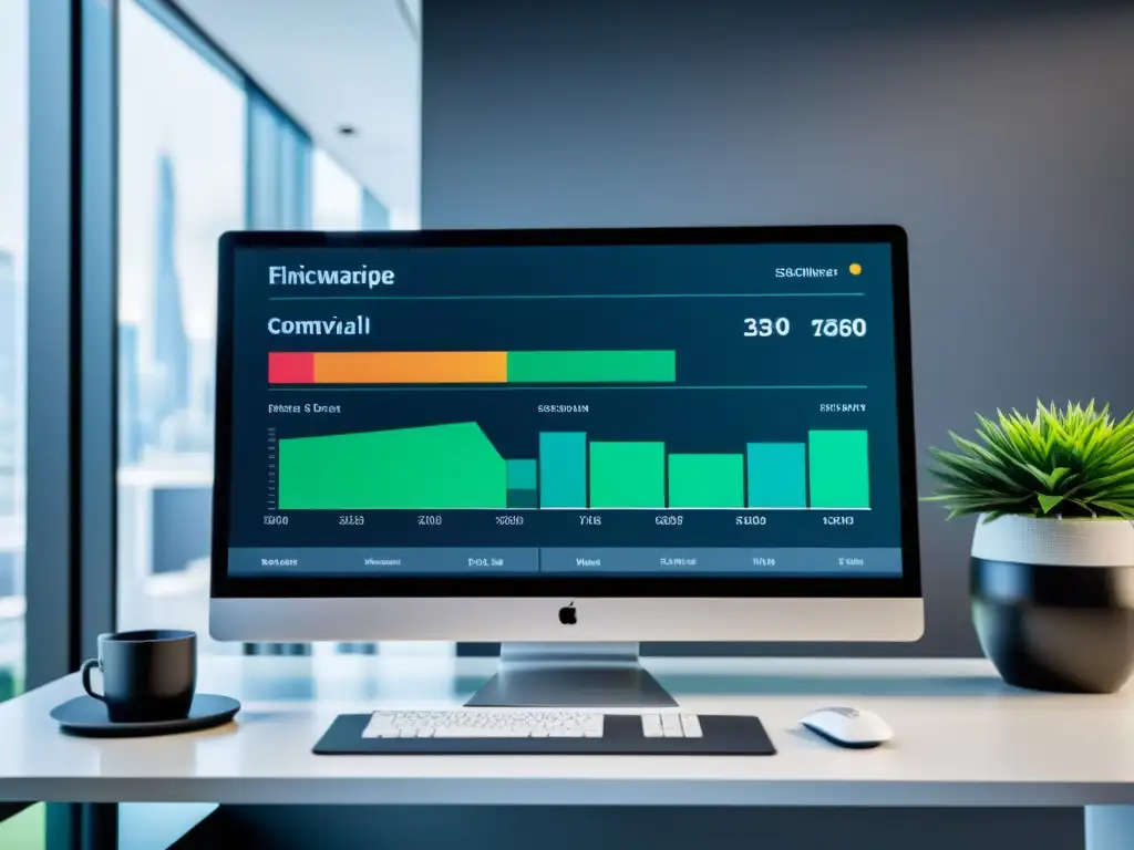 Interfaz financiera moderna y elegante en pantalla de computadora