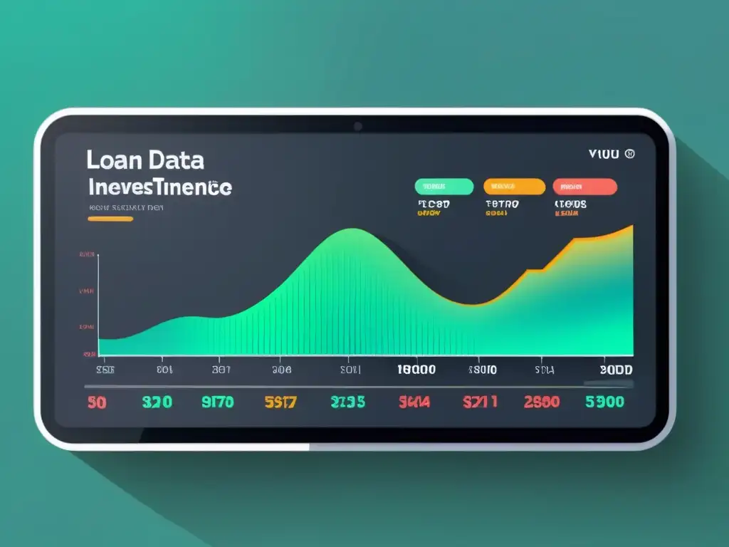 Interfaz AI futurista mostrando datos de préstamos e inversión en tiempo real