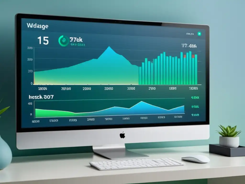 Interfaz moderna de software de gestión financiera con gráficos y análisis, transmitiendo profesionalismo y eficiencia económica