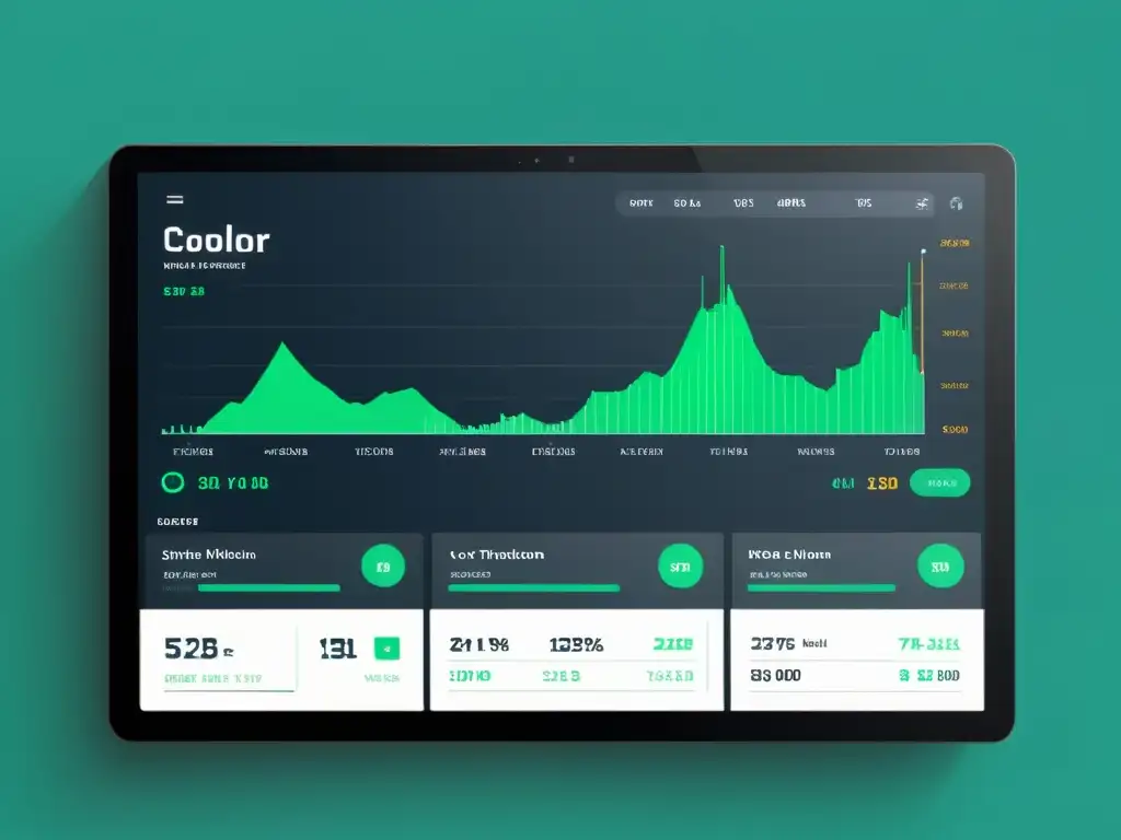 Interfaz de plataforma de trading elegante con datos en tiempo real y gráficos, ideal para análisis fundamental